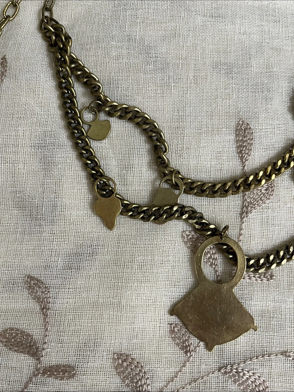 Free People Antiqued Gold Multi-Charms Chain Belt